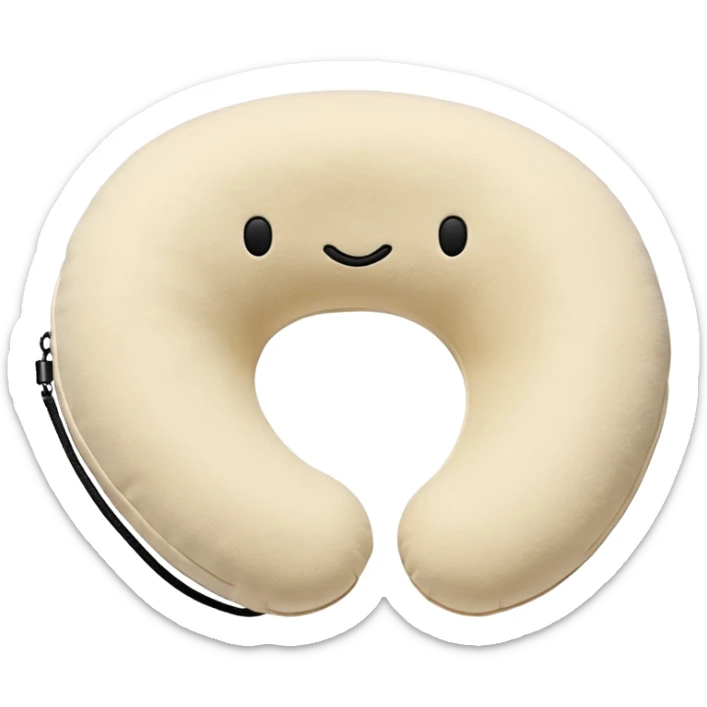 A fluffy memory-foam travel pillow that molds gently to the traveler’s head and shoulders. sticker