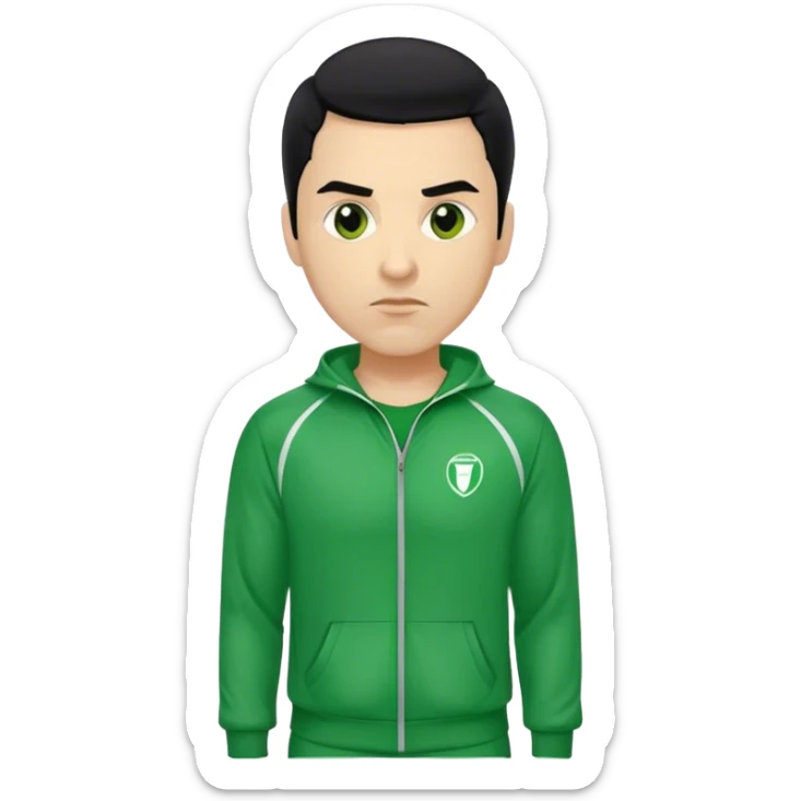 Cho Sang-woo Age: Late 30s
Appearance: A well-groomed man with neatly combed black hair, sharp facial features, and a more composed demeanor.
Outfit: Green player tracksuit sticker