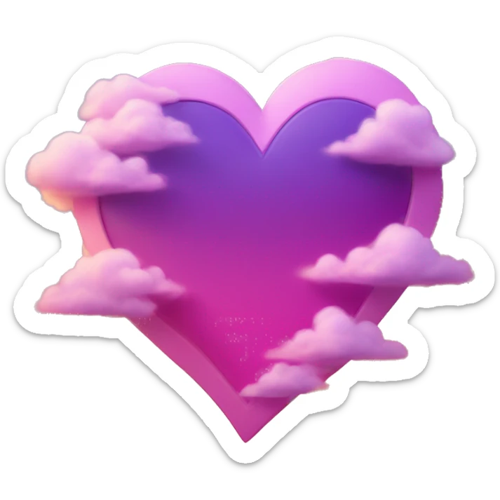 A broken pink and purple heart in the clouds of sunset sticker