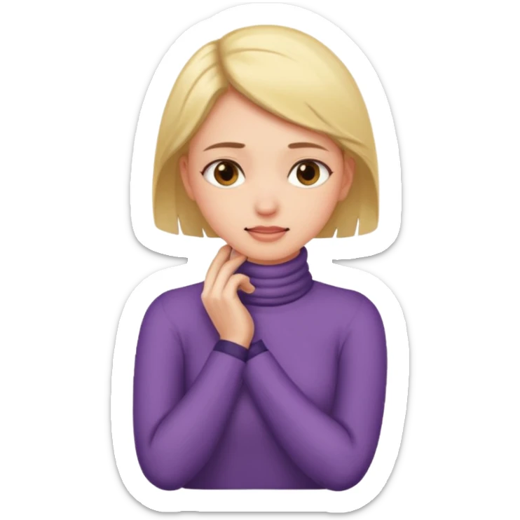 A girl putting her hands on her own neck one arm over the other sticker