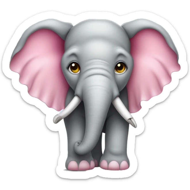 Elefante bebe con ojos tiernes color rosado que tenga un pincel en las manos  sticker