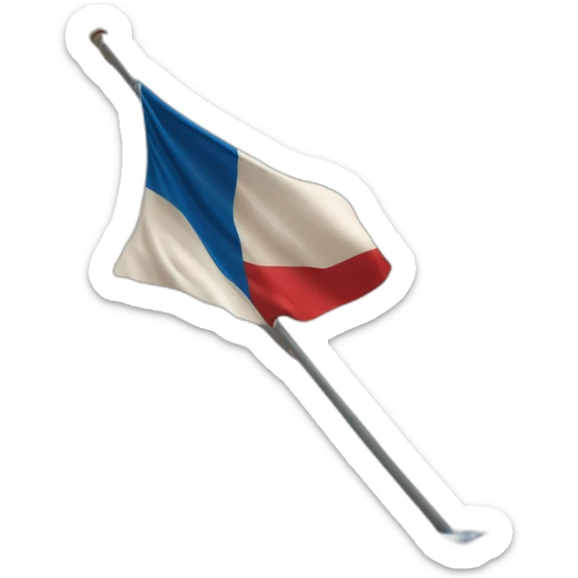 Drapeau avec du bleu en haut du vert en bas et une rou de roulotte rouge au millieu sticker