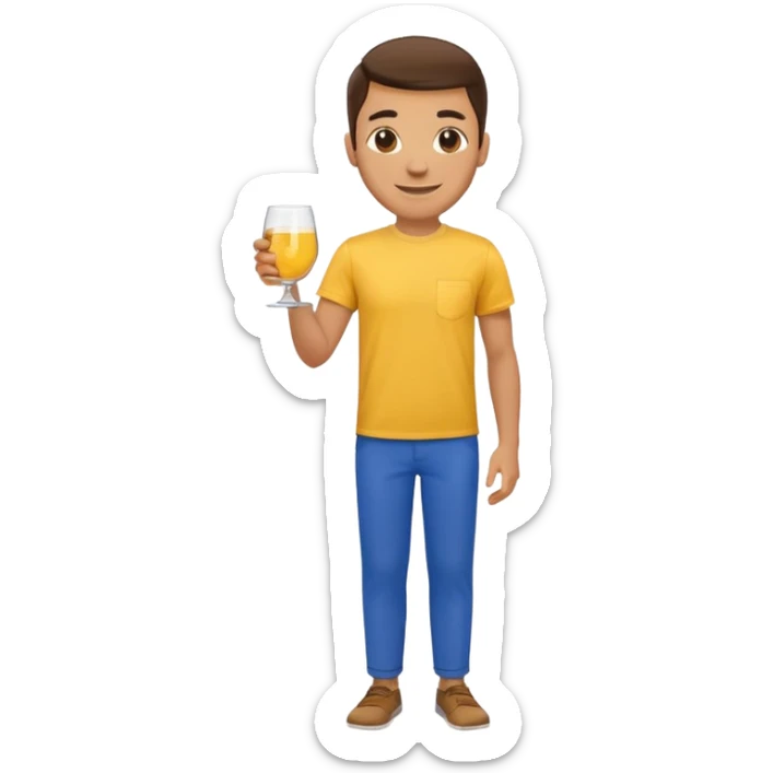 Human with glass and yellow T shirt and blue trousers sticker