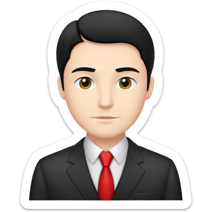 chico con cabello negro piel blanca con facie delgada, que se le vea formal como que fuera un vendedor  sticker