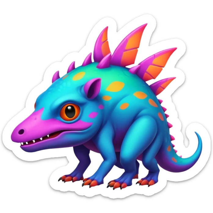 Dark vibrant pastel bright neon colorful edgy exotic painted Fakémon-Pokémon-Vernid-creature sticker
