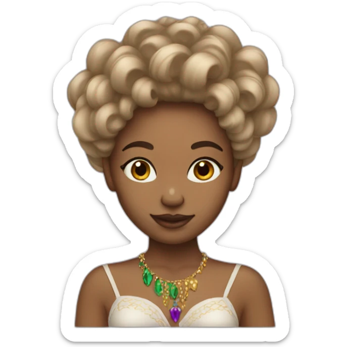 girl with hair mardi gras neutral skin tone sticker