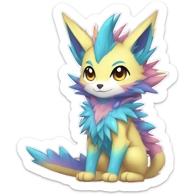 Anthro Scalie Spiky Cool Edgy Magical Shiny Colorful Pastel Sparkle Kemono-style Chibi Fantasy-Animal-Fakémon-Pokémon-Hybrid Fur Sona Aesthetic Full Body sticker