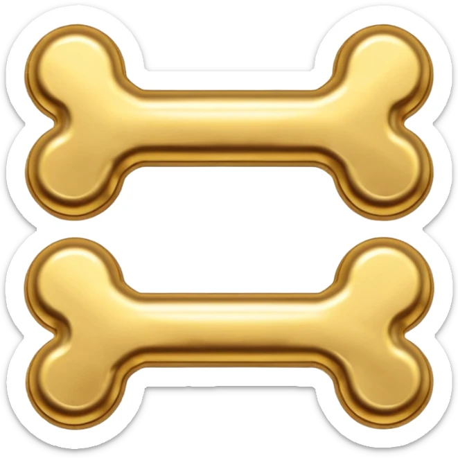 please generate an emoji of a  golden plated dog treat in the shape of a bone sticker