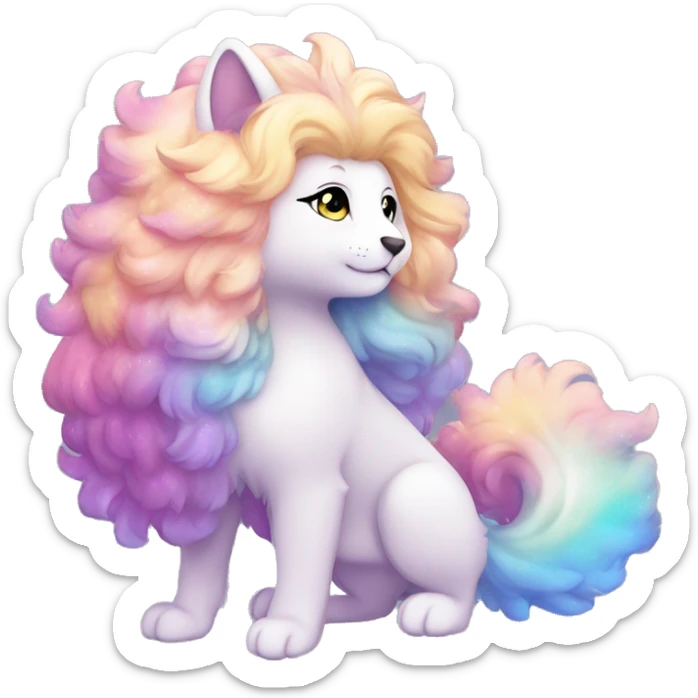 Shiny Sparkly Colorful Fluffy beautiful hair Kawaii Ethereal Anthro Sona Nebula-Crystal-Fakemon-animal sticker