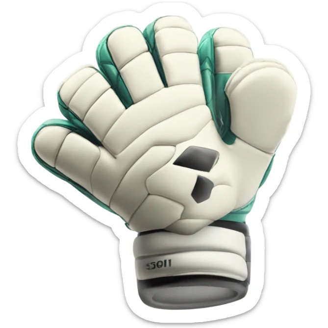 An emoji of a pair of goalkeeper gloves, slightly open, with a sporty design and padded palms, ready to catch a soccer ball sticker