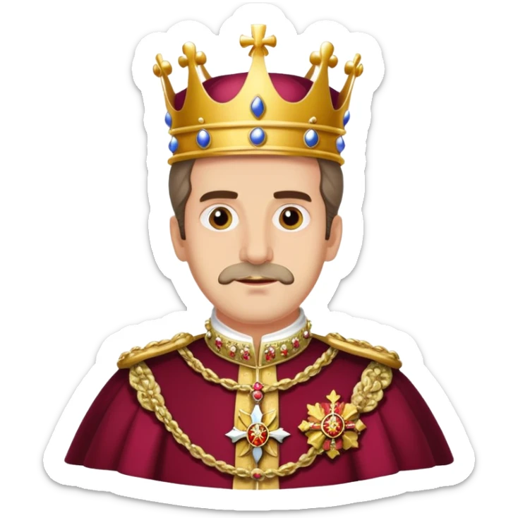 Carlos I of Spain, Habsburg king with crown and royal attire, prominent jaw sticker