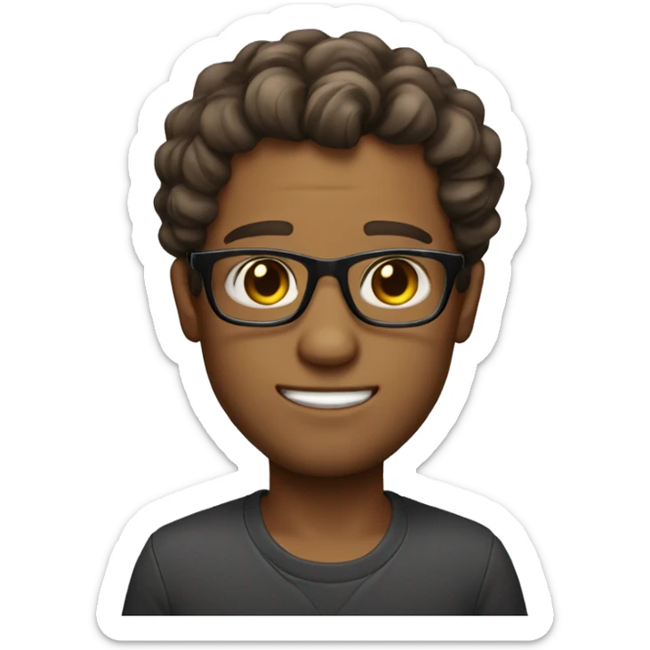 Make a man with cute glasses who looks fine and having brown wavy hair sticker