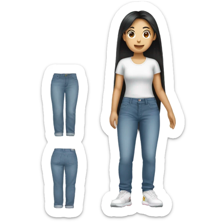 Asian girl wearing baggy jean pants  sticker