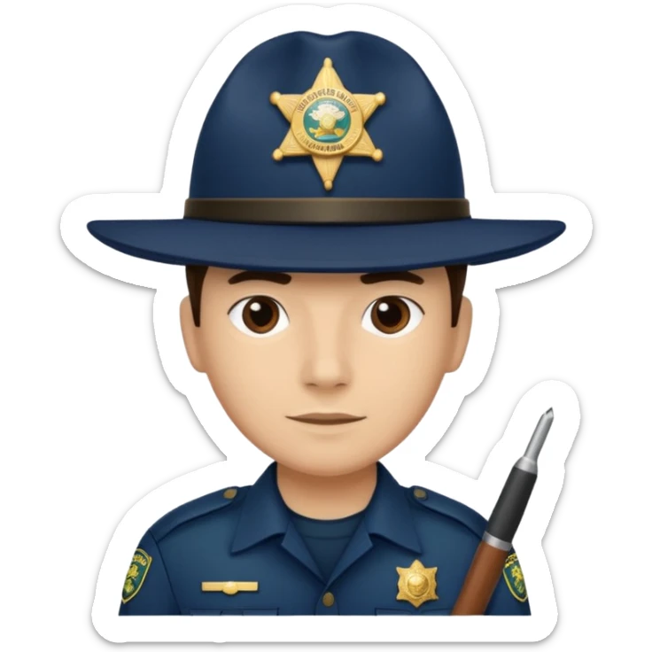 hazme un policia de fronteras con gorro azul oscuro pero sin porra sticker