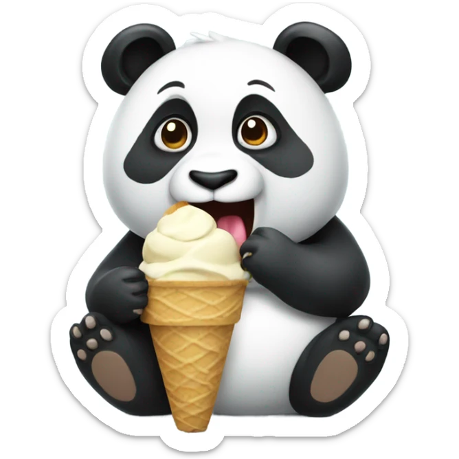 Panda eating ice cream sticker