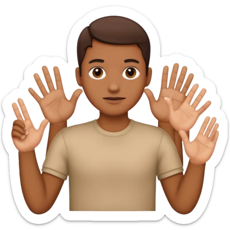 Tête qui a 2 mains l’une qui tient un 6 l’autre un 7 sticker