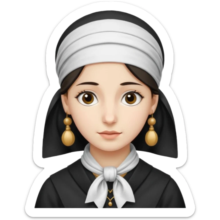 orthodox jewish woman with kerchief tied by neck circa. 1890 make into pretty young sticker