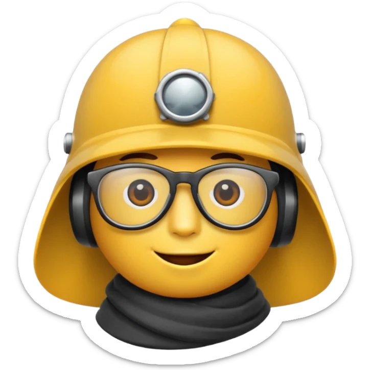 Erstelle mir einen Fallschirmspringer im emoji style mit Helm und Brille auf dem kopf und einem Tuch vor dem mund sticker