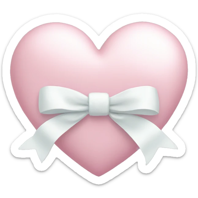 Pastel pink heart with white bow sticker