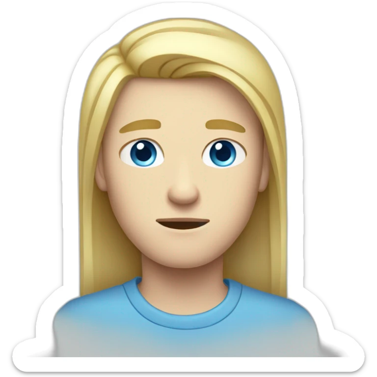 blue-eyed male frowning teenager long straight blond hair sticker
