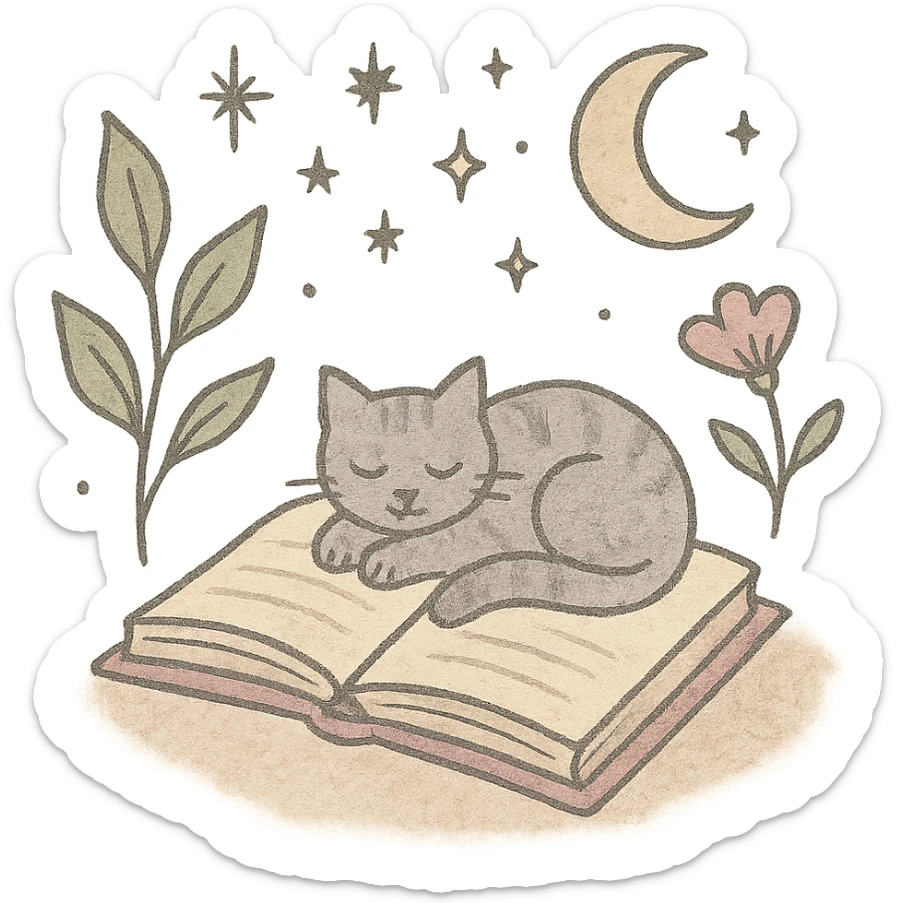 A gentle, poetic digital illustration in the style of “Jardim da Ju”. The scene blends nature, cosmos and tenderness — hand-drawn lines, soft textures, and muted pastel tones (sage green, lilac, rose, cream). Elements like leaves, stars, cats, books, and celestial details coexist naturally. The mood is magical yet grounded, evoking sensitivity, reflection, and quiet intelligence. The lighting is warm and dreamy, with delicate sparkles and organic shapes. Artistic style: watercolor + fine line art, minimal, elegant, emotional and intimate.


(use conforme a IA utilizada)

Mood: magical realism, soft light, emotional, feminine, intellectual

Style keywords: watercolor, fine ink lines, pastel tones, digital illustration, cozy, slow aesthetic, minimal poetic composition

Colors: #9BA48A (verde sálvia), #E6B7B1 (rosa suave), #D0C3CC (lavanda névoa), #F6F1E7 (papel de chá), #2D2D2F (grafite noturno)

Objects recorrentes: folhas, flores, livros, chá, gatos, estrelas, constelações, velas, mãos, janelas abertas, estufas, estantes, sementes, instrumentos musicais

Emoção central: sensibilidade lúcida — calma, introspectiva e real sticker