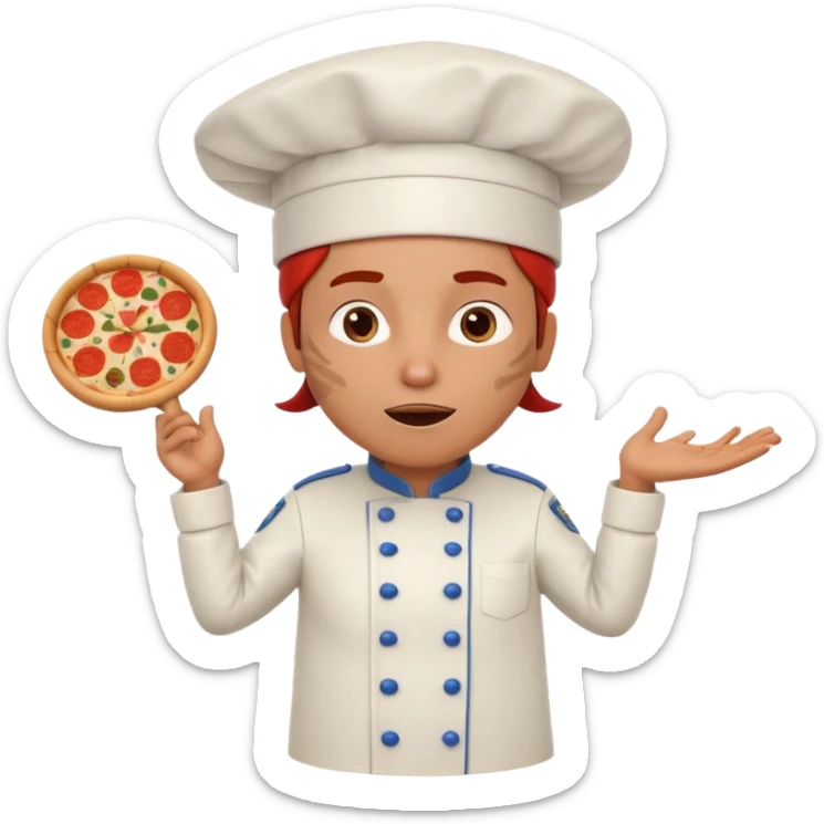  character that is police officer, Chef hat, Expressive body position, Skin or fur, Pepperoni, Frozen, Bus, Tribal outfit, Spiral horn, entertainment, Film studio, hat type, emotion.
 sticker