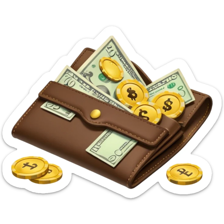 Aviator money emoji, wallet full of cash, casino vibe, premium 3D emoji style, clean, no background
 sticker