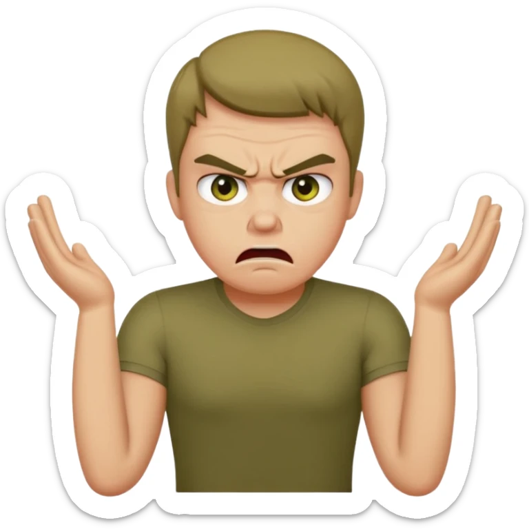 Create a picture of an angry person with there arms in a confused pose and saying Declan I didn’t ask for your opinion 🤷‍♀️ sticker