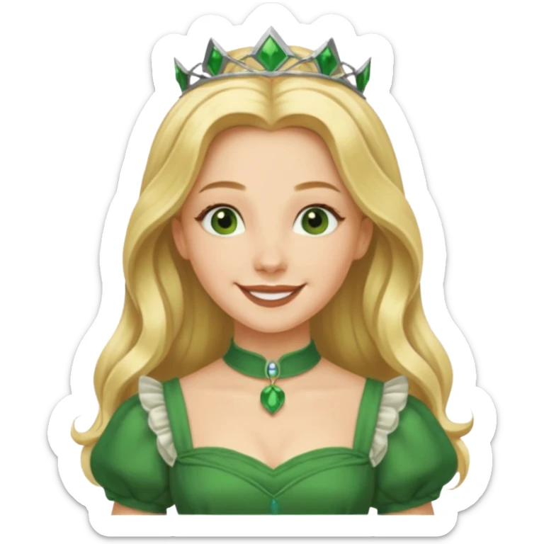 Ozma from the Wizard of Oz with long blonde hair, green outfit sticker