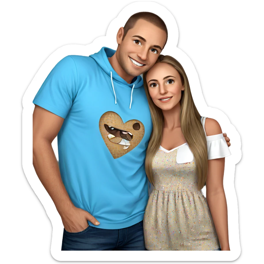 couple smiling in casual wear sticker