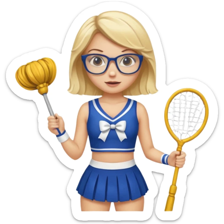  Sexy Dominatrix blonde hair and glasses full body with whip in a cheerleaders outfit  sticker