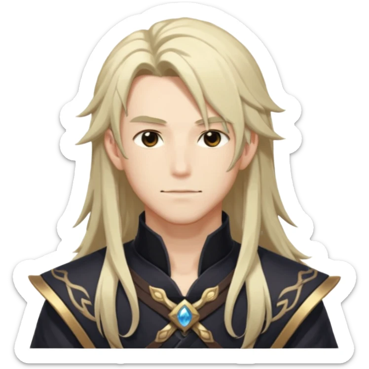 Diluc from Genshin Impact (tall male adult) (long hair) (half body) sticker
