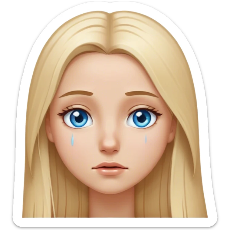 beautiful white girl with long straight blonde hair blue eyes crying  sticker