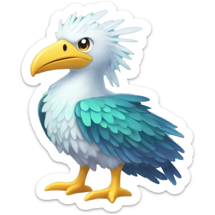 Wet dripping watery Cool Cute Fantasy legendary sea-bird ocean-water-type-Hydro-Phoenix-avian Fakemon full body sticker