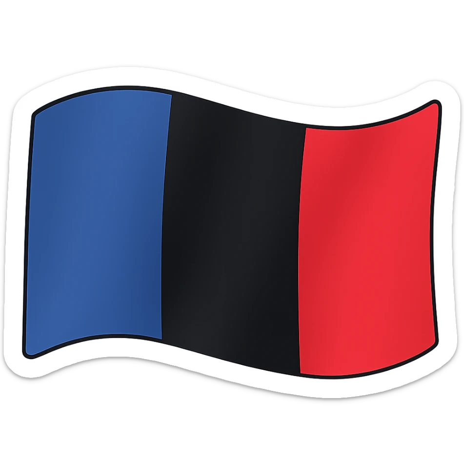 Make the France flag appear as if it is waving in the wind, keep the design clean and iconic, no text, no background. The style should be clean and iconic, resembling a simple and clear flag design without any background or text. sticker