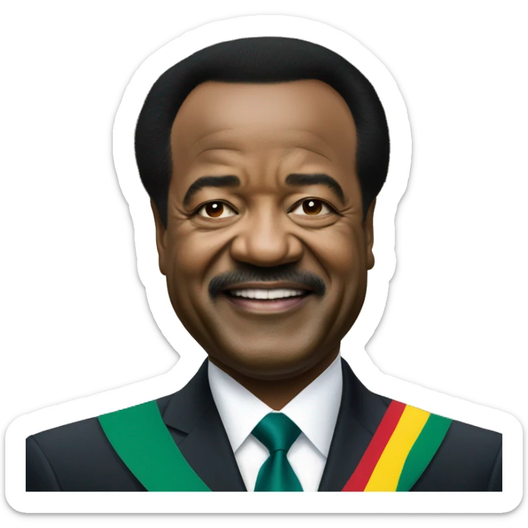 the president of Cameroon Paul Biya doing sports sticker