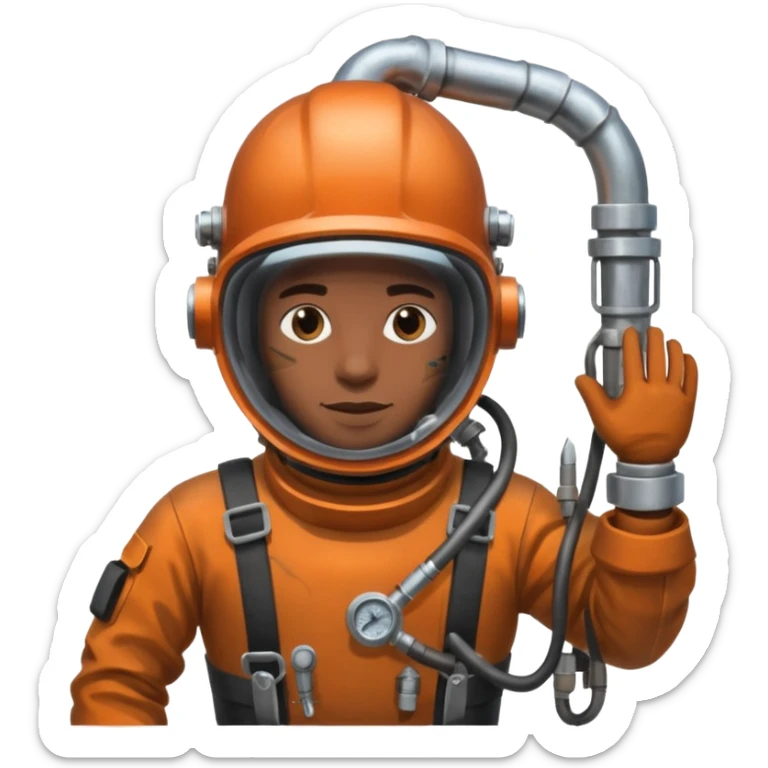 Buceador comercial trabajando, soldando una estructura metalica bajo agua sticker