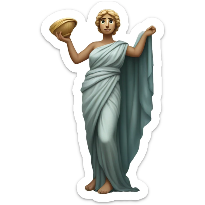 full body greek statue of woman with shawl around her waist  sticker