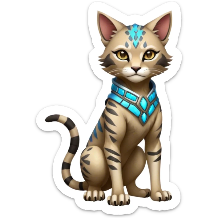 Modern Realistic Rare Fantasy Feline-Vernid-Trico-species by LiLaiRa full body sticker