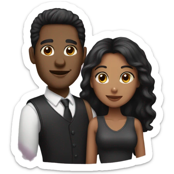 Black hair man and black hair woman couple  sticker