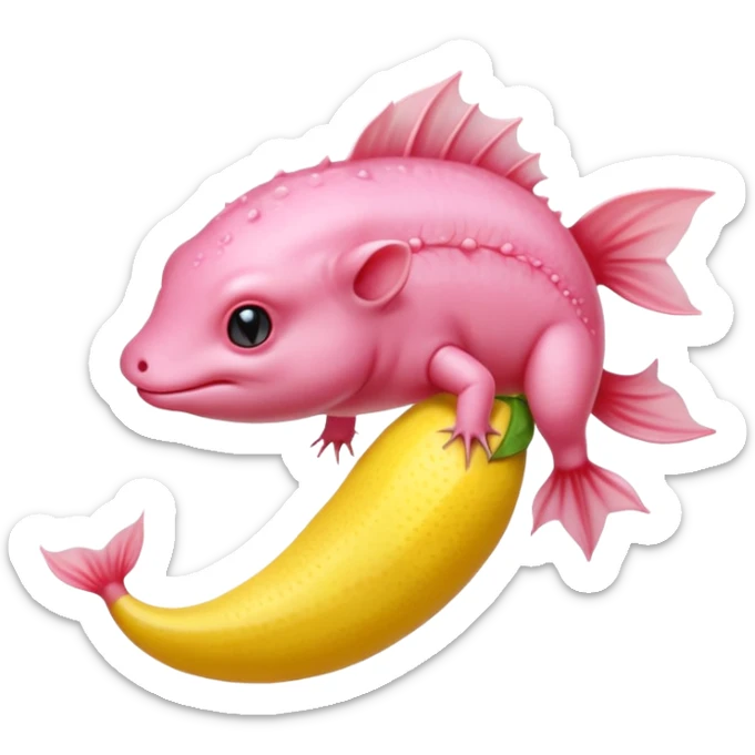 J’aimerais un Axolotl en dessin anime un peu rose qui mange un citron sticker