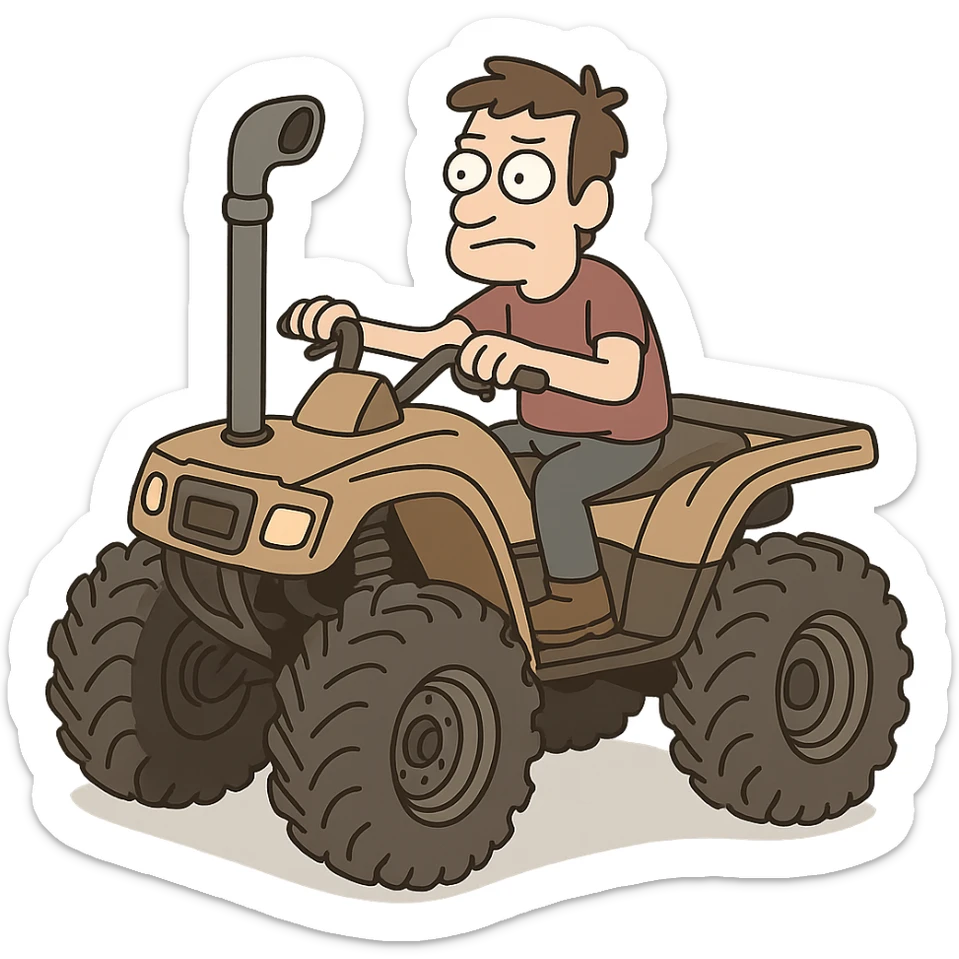 4 wheeler ATV with a snorkel and big tires, cartoon style sticker