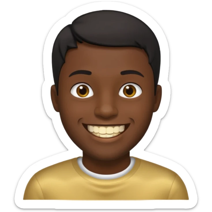 Isso agora faca esse emoji masculino com um cabelo preto baixo e um sorriso com um dente de ouro sticker