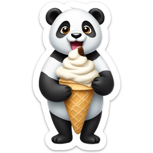 Panda eating ice cream sticker