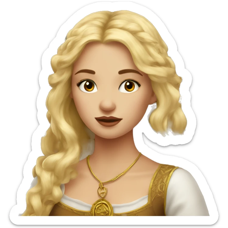 Blond hair beautiful girl with brown tarot gold cards sticker