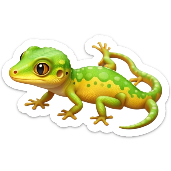 cinematic-cute-realistic gecko-portrait-emoji,-head-tilted-playfully-and-inquisitively,-featuring-a-small,-charming-body-with-smooth,-vividly-patterned-scales,-bright,-sparkling-eyes-and-delicate,-sticky-toe-pads,-simplified-yet-irresistibly-adorable sticker