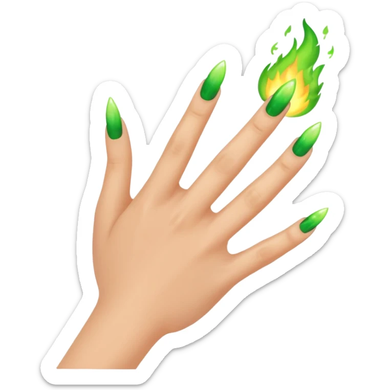 world of warcraft warlock hand with green fire checking nails like a pedicure was just done. just the hand sticker
