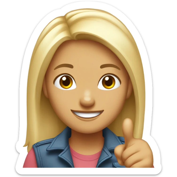 girl with light hair
smiles and shows a thumbs up "class sign, cool" sticker