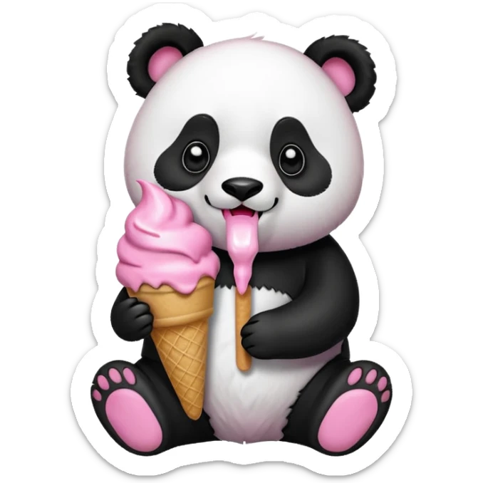 Panda eating ice cream sticker