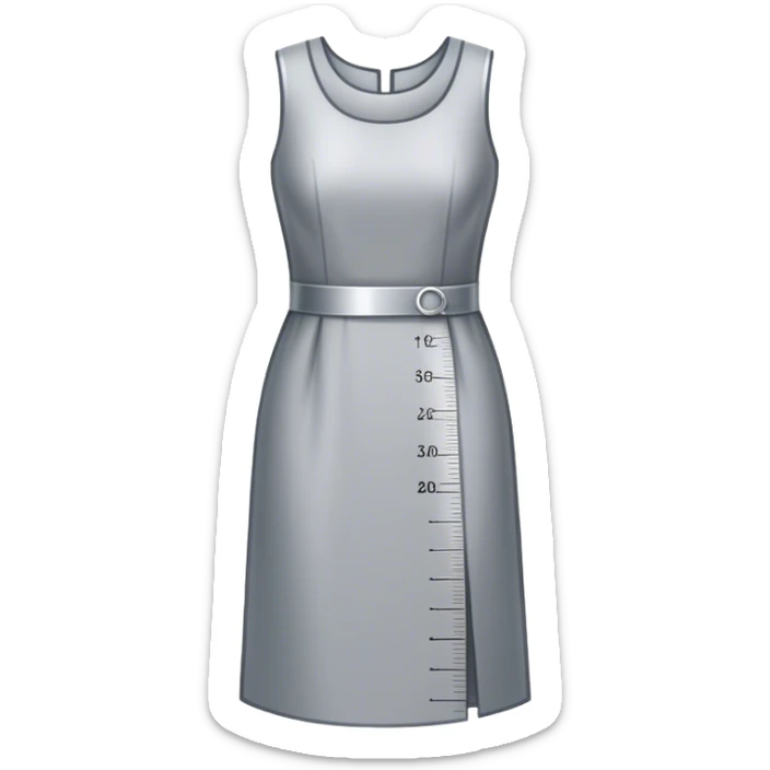 Icon for Fashion Design: a dress pattern with measurements, a ruler and a pencil. The icon should represent the process of designing clothing with a focus on precision and tailoring. Transparent background. sticker